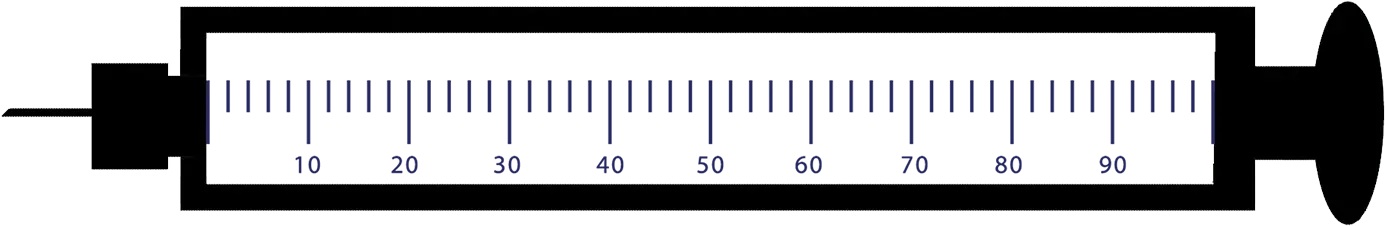 Spuit pictogram - visuele aflezing voor peptide dosering in milliliter